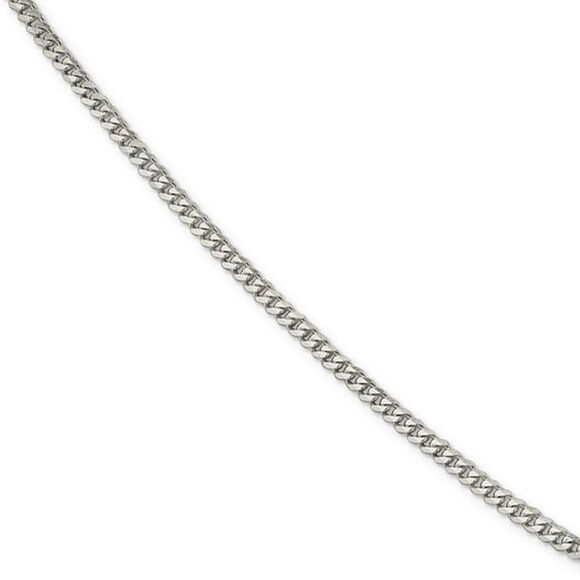 3.5mm Rhodium-plated Sterling Silver Solid Curb Chain Necklace, 22 In - Picture 1 of 7
